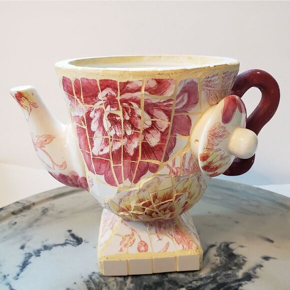 Vintage Mosaic Teapot Planter - Picture 2 of 11
